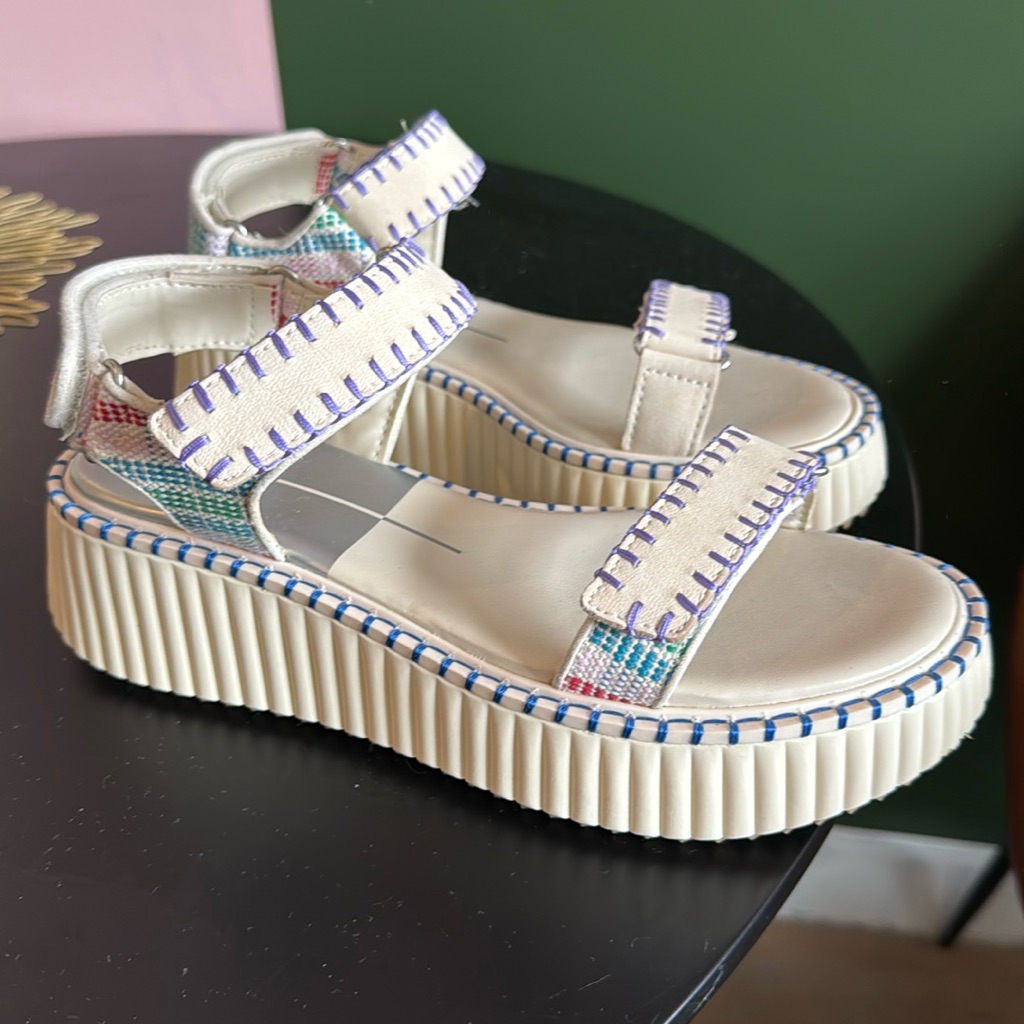 Dolce Vita Women's Debra Sandal In Ivory Multi Nubuck